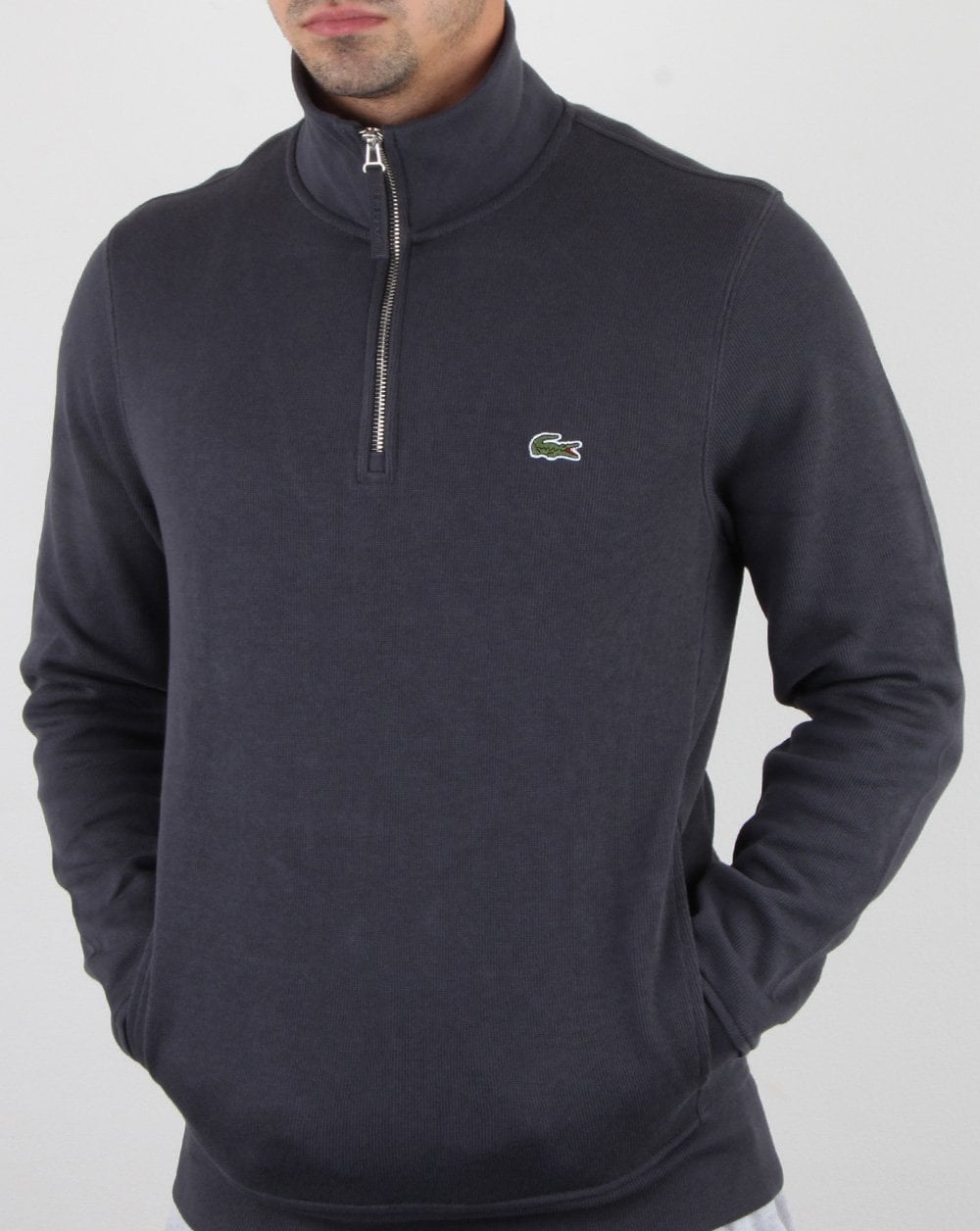 Lacoste – Oberteil mit Viertelreißverschluss, Graphit