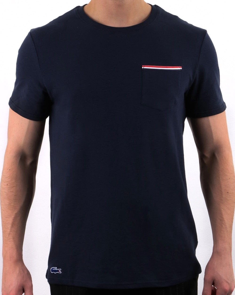 Lacoste Striped Pocket T-shirt Navy