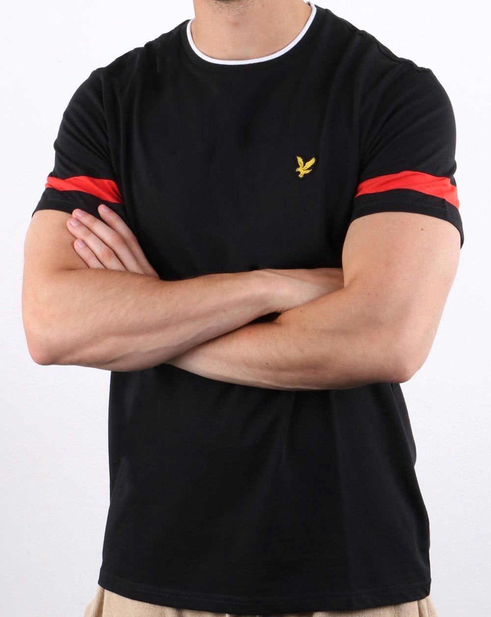 Lyle And Scott – T-Shirt mit Streifen in Schwarz