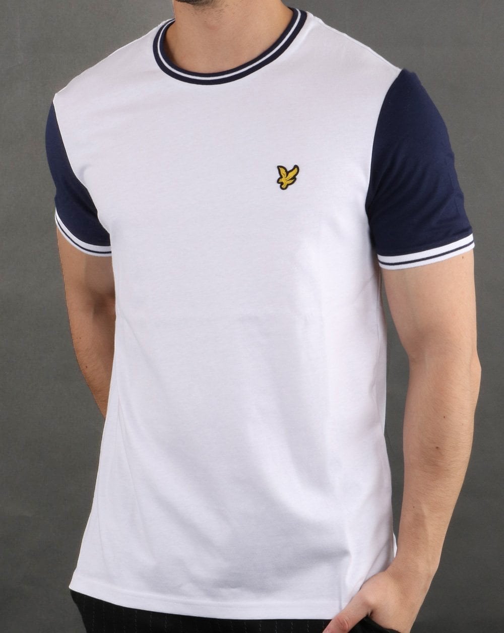 Lyle And Scott T-Shirt mit Streifen in Weiß/Marineblau