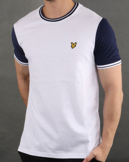 Lyle And Scott T-Shirt mit Streifen in Weiß/Marineblau