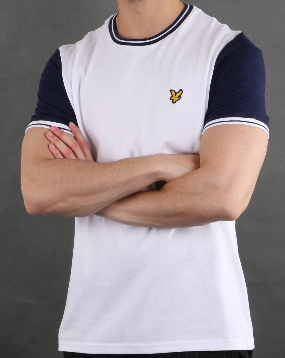 Lyle And Scott T-Shirt mit Streifen in Weiß/Marineblau