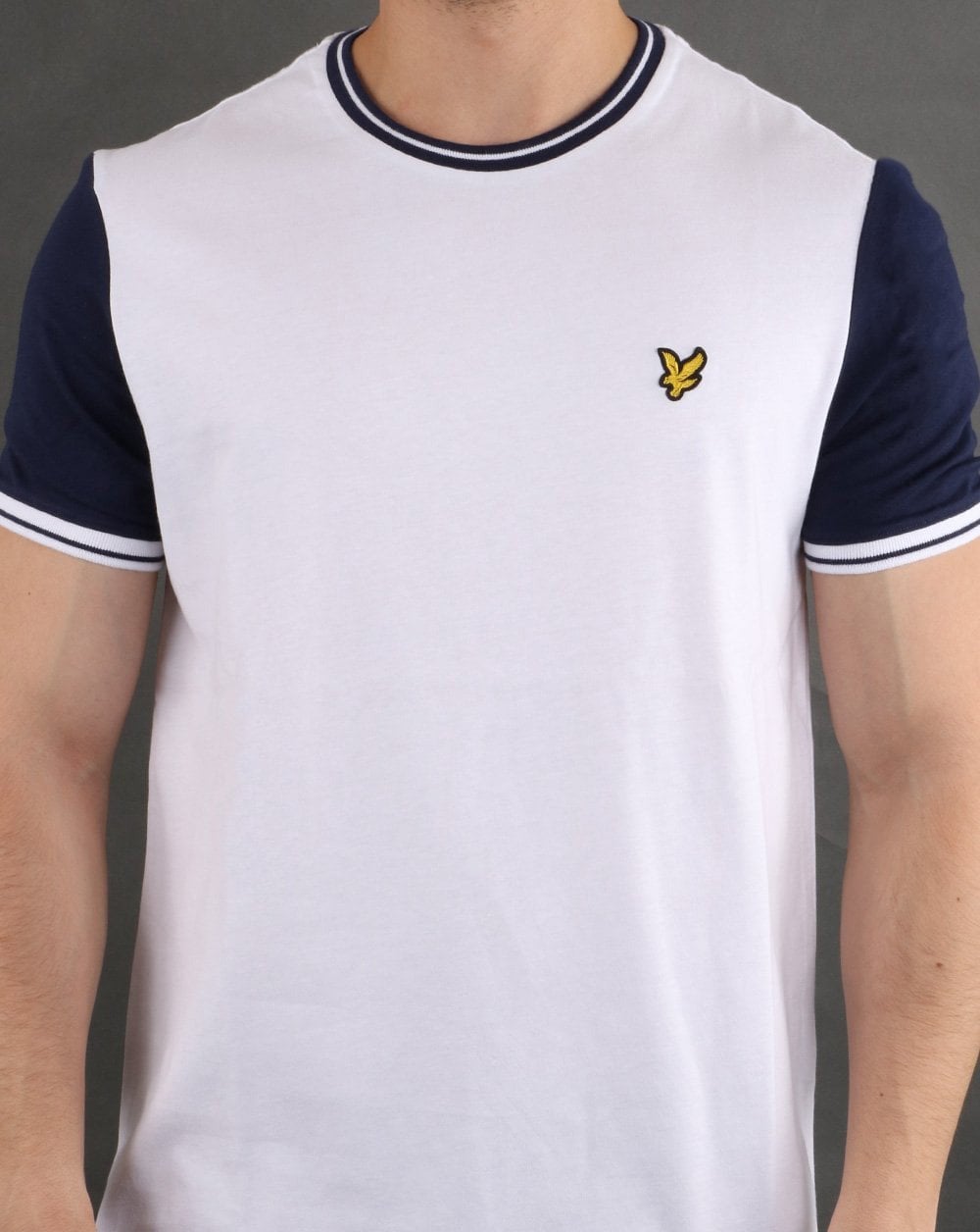 Lyle And Scott T-Shirt mit Streifen in Weiß/Marineblau