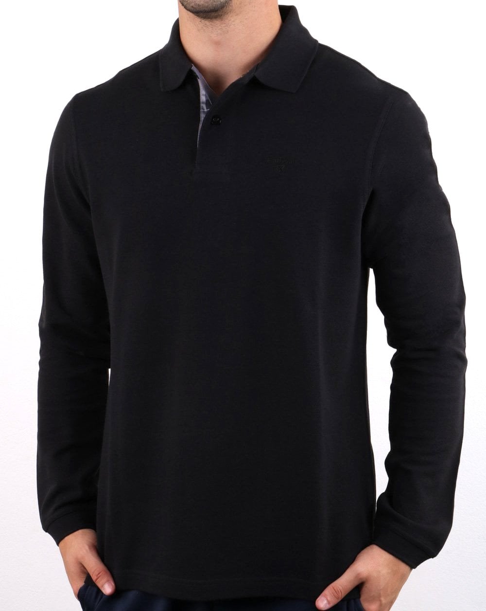 Barbour Langarm-Sportpolo Schwarz