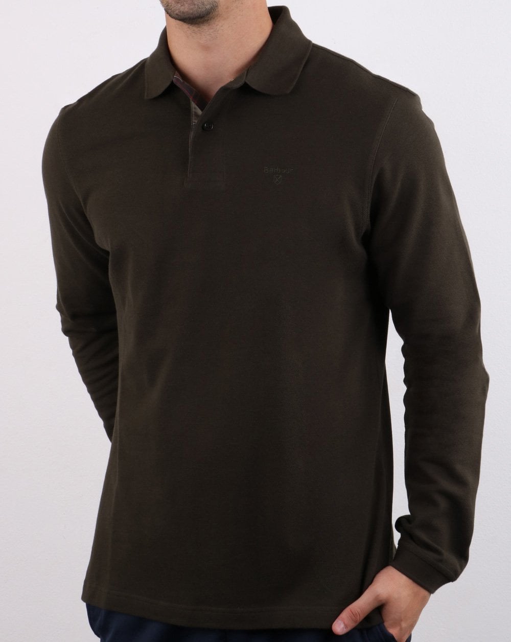 Barbour Langarm-Sportpolo Grün