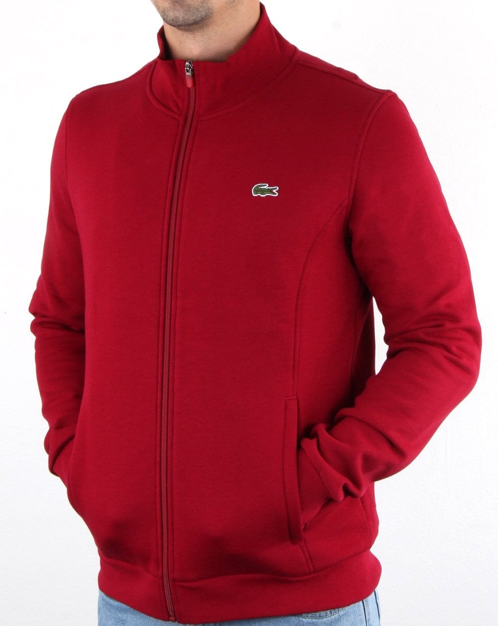 Lacoste – Trainingsjacke mit Reißverschluss in Bordeaux