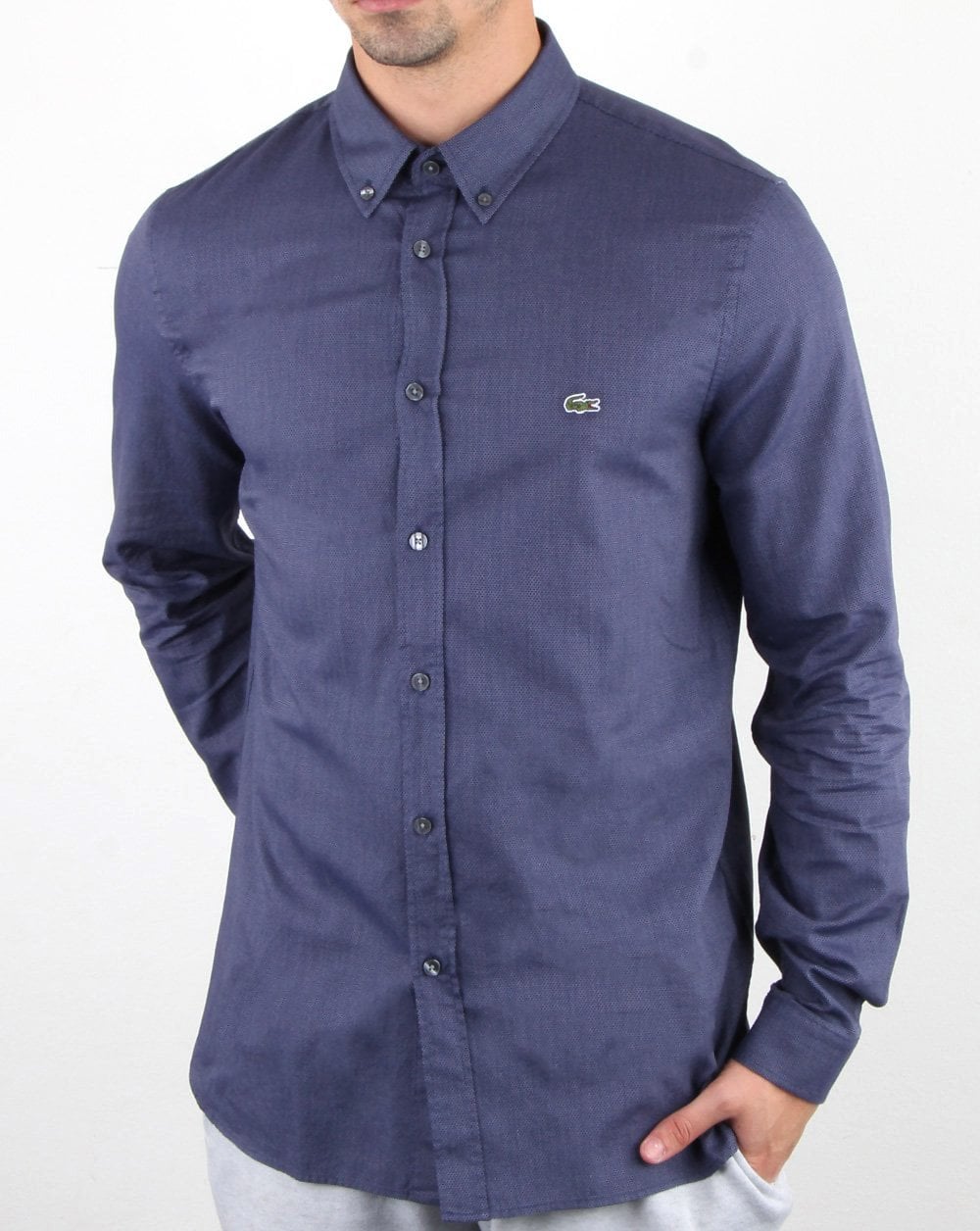 Lacoste Langarmhemd Marineblau