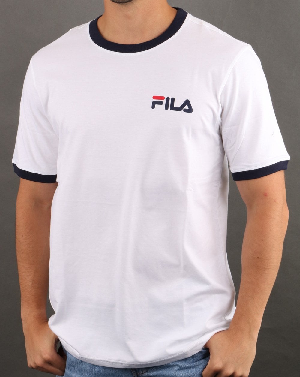 Fila Vintage Rosco T-Shirt Weiß/Rot/Marineblau