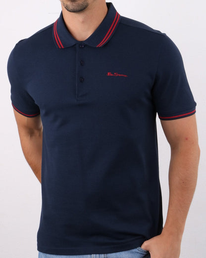 Ben Sherman – Poloshirt mit Streifen in Marineblau