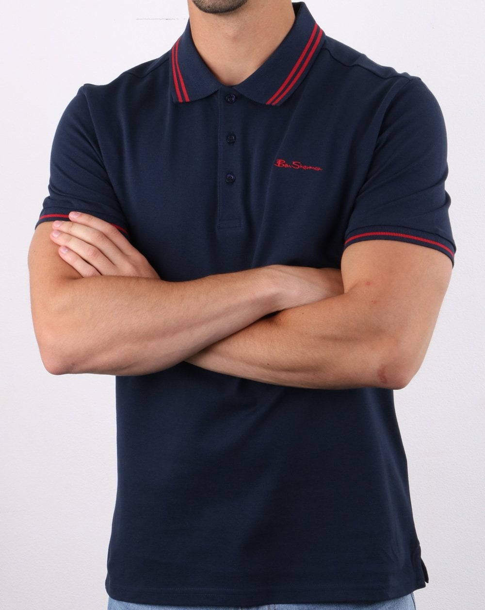 Ben Sherman – Poloshirt mit Streifen in Marineblau