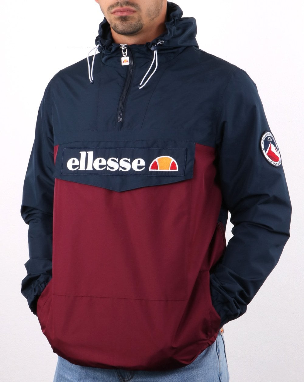 Ellesse – Jacke mit Viertelreißverschluss, Marineblau/Burgund