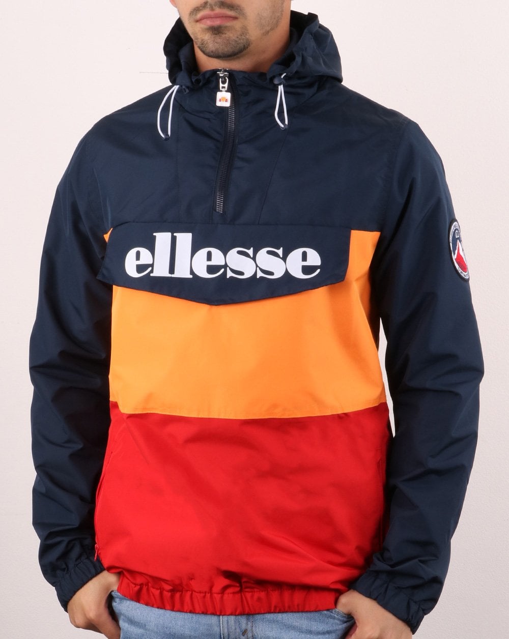Ellesse Quarter Zip Jacke Trio Marineblau/Orange/Rot