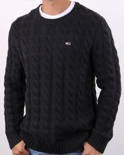Tommy Hilfiger Zopfmusterpullover Dunkelgrau