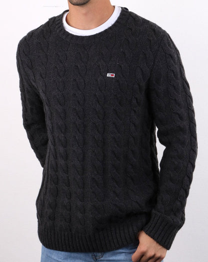 Tommy Hilfiger Zopfmusterpullover Dunkelgrau