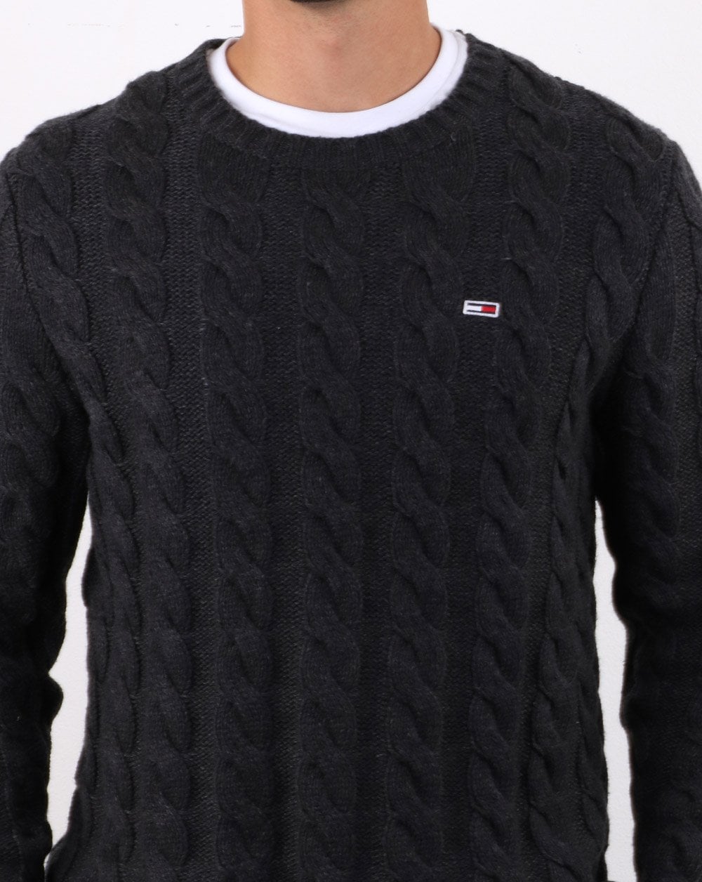Tommy Hilfiger Zopfmusterpullover Dunkelgrau