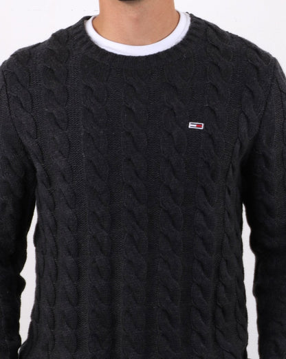 Tommy Hilfiger Zopfmusterpullover Dunkelgrau