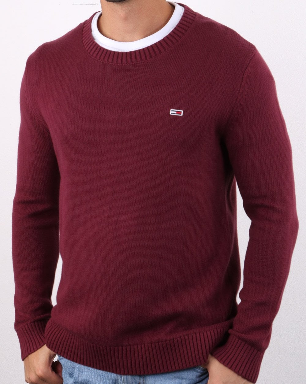 Tommy Hilfiger – Klassischer Pullover in Burgunderrot