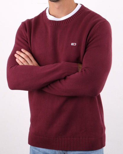 Tommy Hilfiger – Klassischer Pullover in Burgunderrot