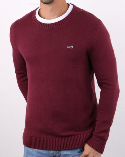 Tommy Hilfiger – Klassischer Pullover in Burgunderrot