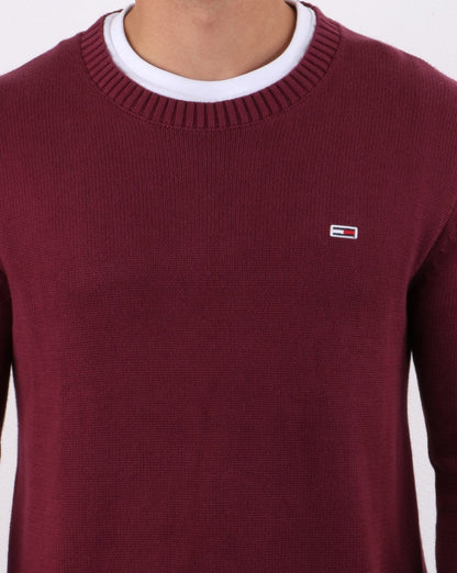 Tommy Hilfiger – Klassischer Pullover in Burgunderrot