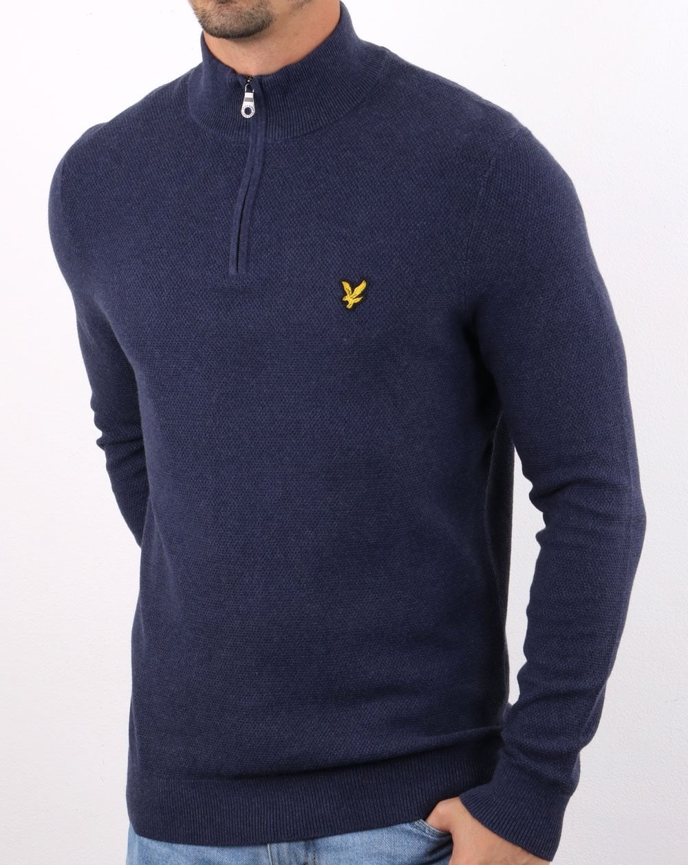 Lyle And Scott – Pullover mit Viertelreißverschluss in Dunkelmarineblau