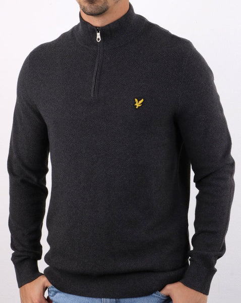 Lyle And Scott Quarter Zip Jumper Charcoal Marl
