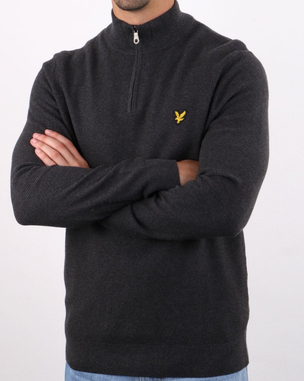 Lyle And Scott – Pullover mit Viertelreißverschluss, Anthrazitmeliert