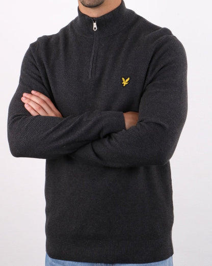 Lyle And Scott – Pullover mit Viertelreißverschluss, Anthrazitmeliert