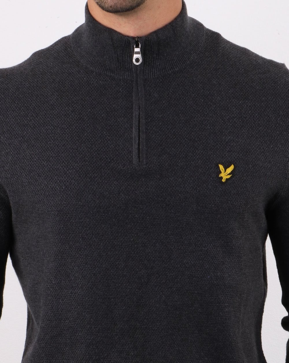 Lyle And Scott – Pullover mit Viertelreißverschluss, Anthrazitmeliert