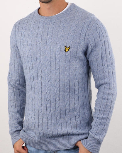 Lyle And Scott – Zopfmusterpullover in Steinblau