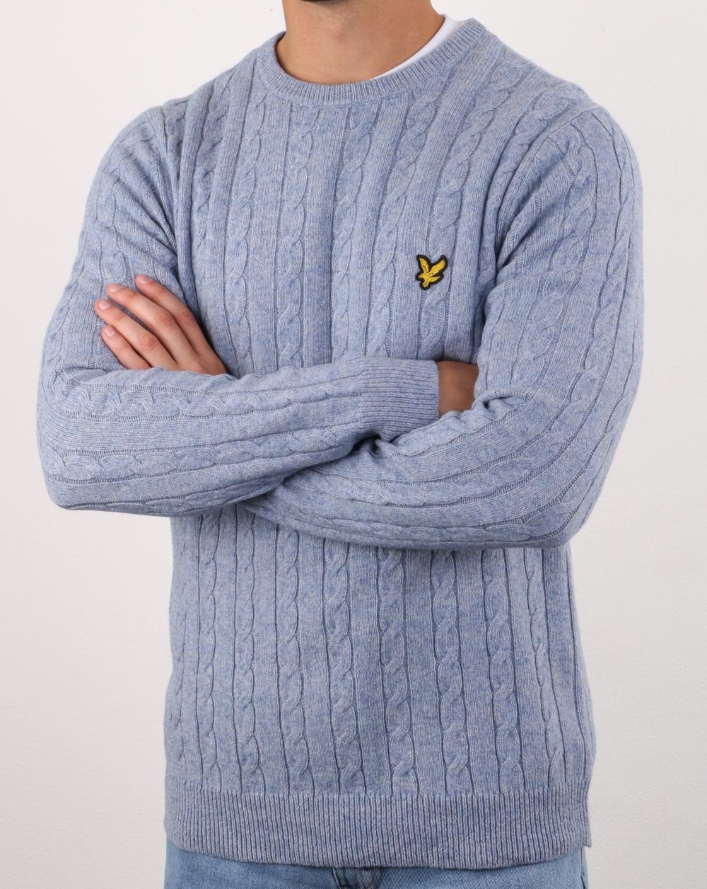 Lyle And Scott – Zopfmusterpullover in Steinblau