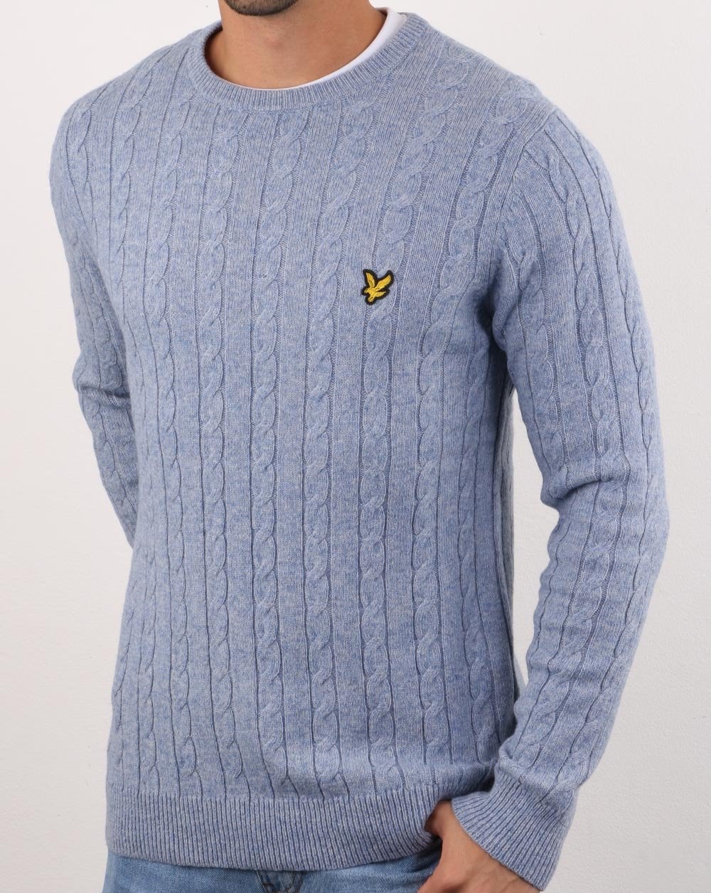 Lyle And Scott – Zopfmusterpullover in Steinblau