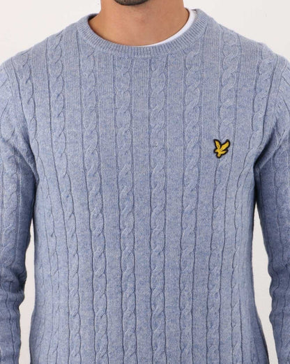 Lyle And Scott – Zopfmusterpullover in Steinblau