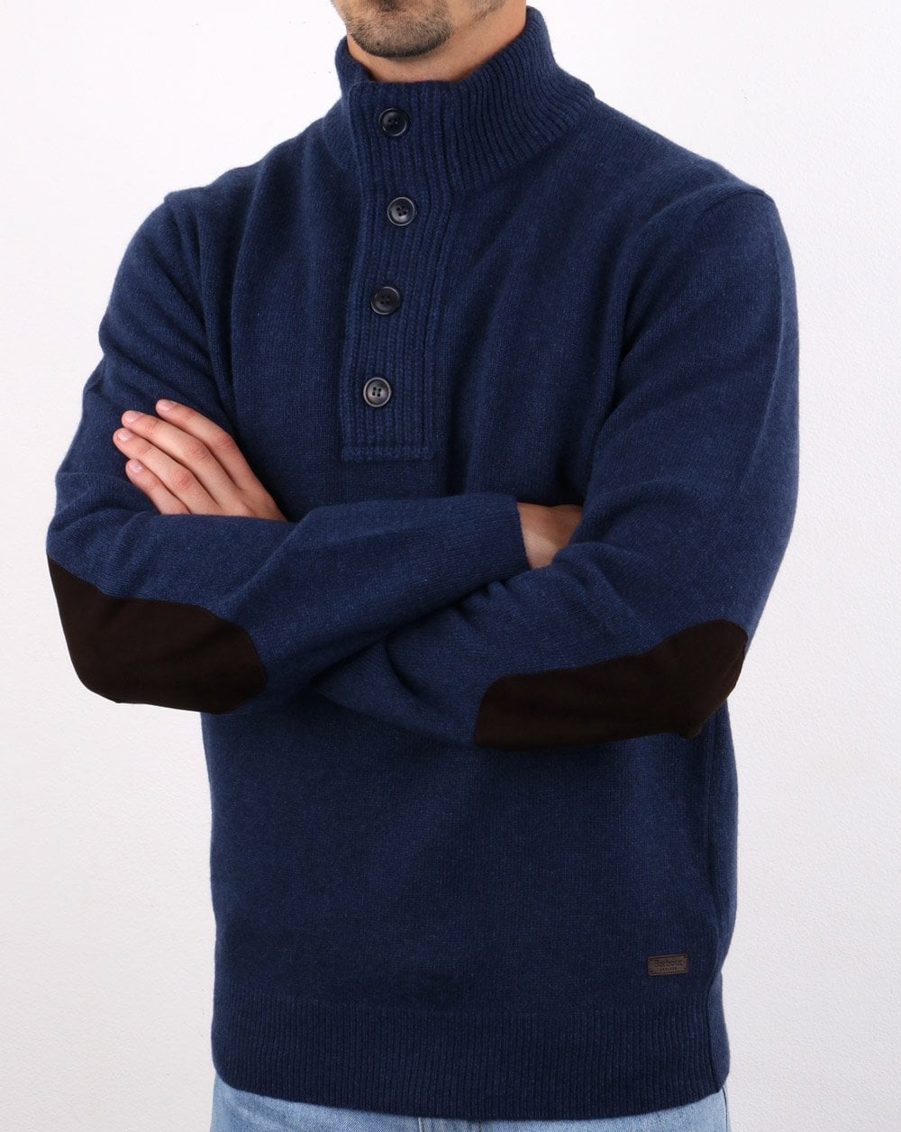 Barbour Patch Half Zip Jumper Deep Blue