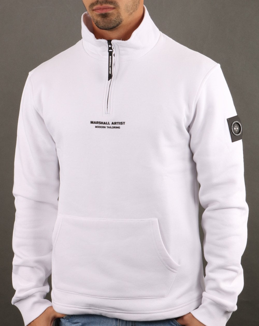 Marshall Artist – Siren – Sweatshirt mit halbem Reißverschluss, Weiß