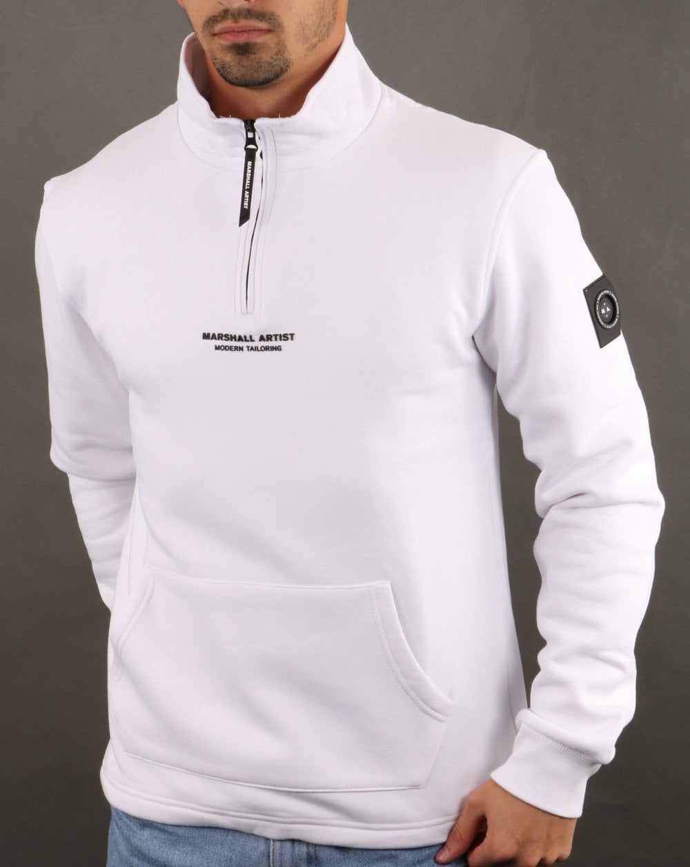 Marshall Artist – Siren – Sweatshirt mit halbem Reißverschluss, Weiß
