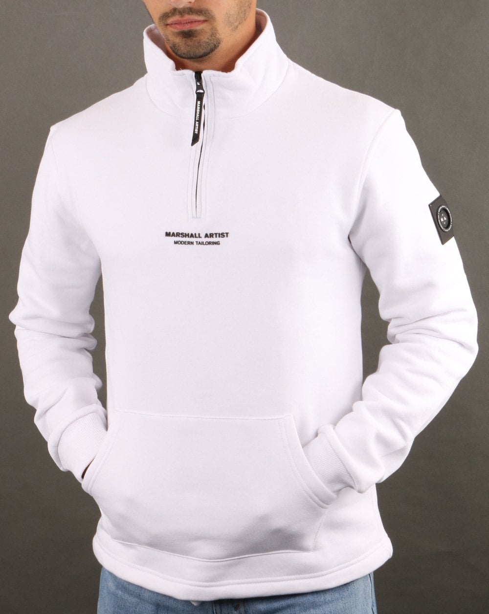 Marshall Artist – Siren – Sweatshirt mit halbem Reißverschluss, Weiß