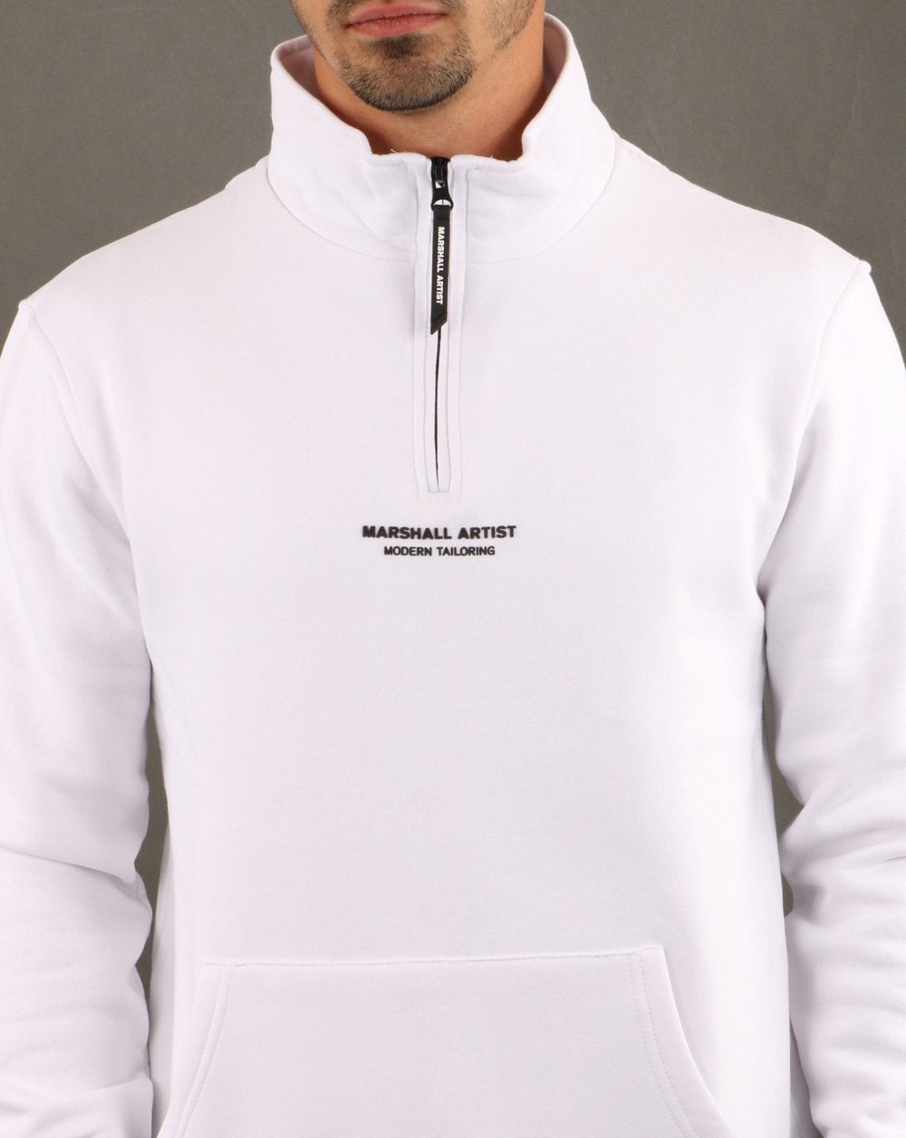 Marshall Artist – Siren – Sweatshirt mit halbem Reißverschluss, Weiß