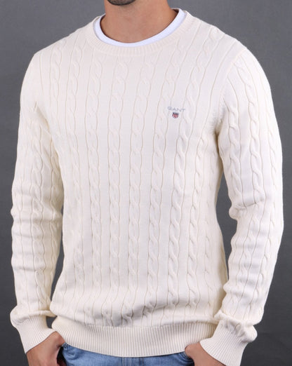 Gant Cable Crew Knit Creme