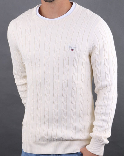 Gant Cable Crew Knit Creme