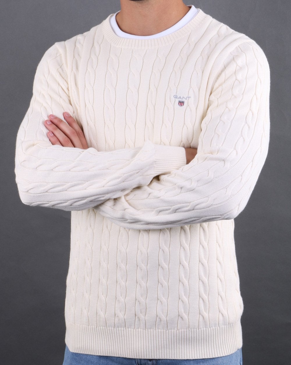 Gant Cable Crew Knit Creme