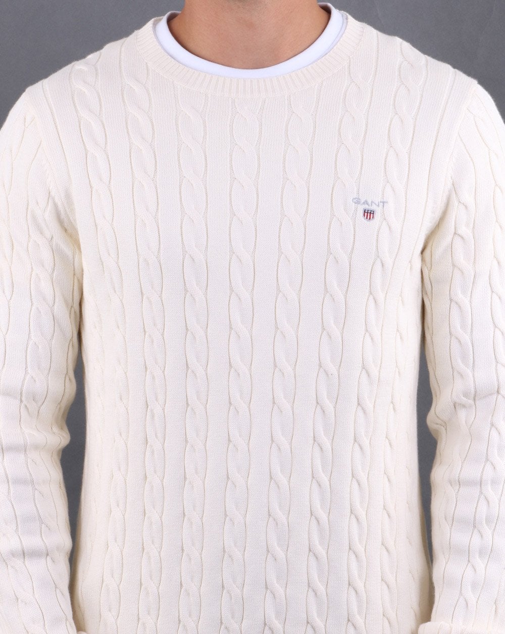 Gant Cable Crew Knit Creme