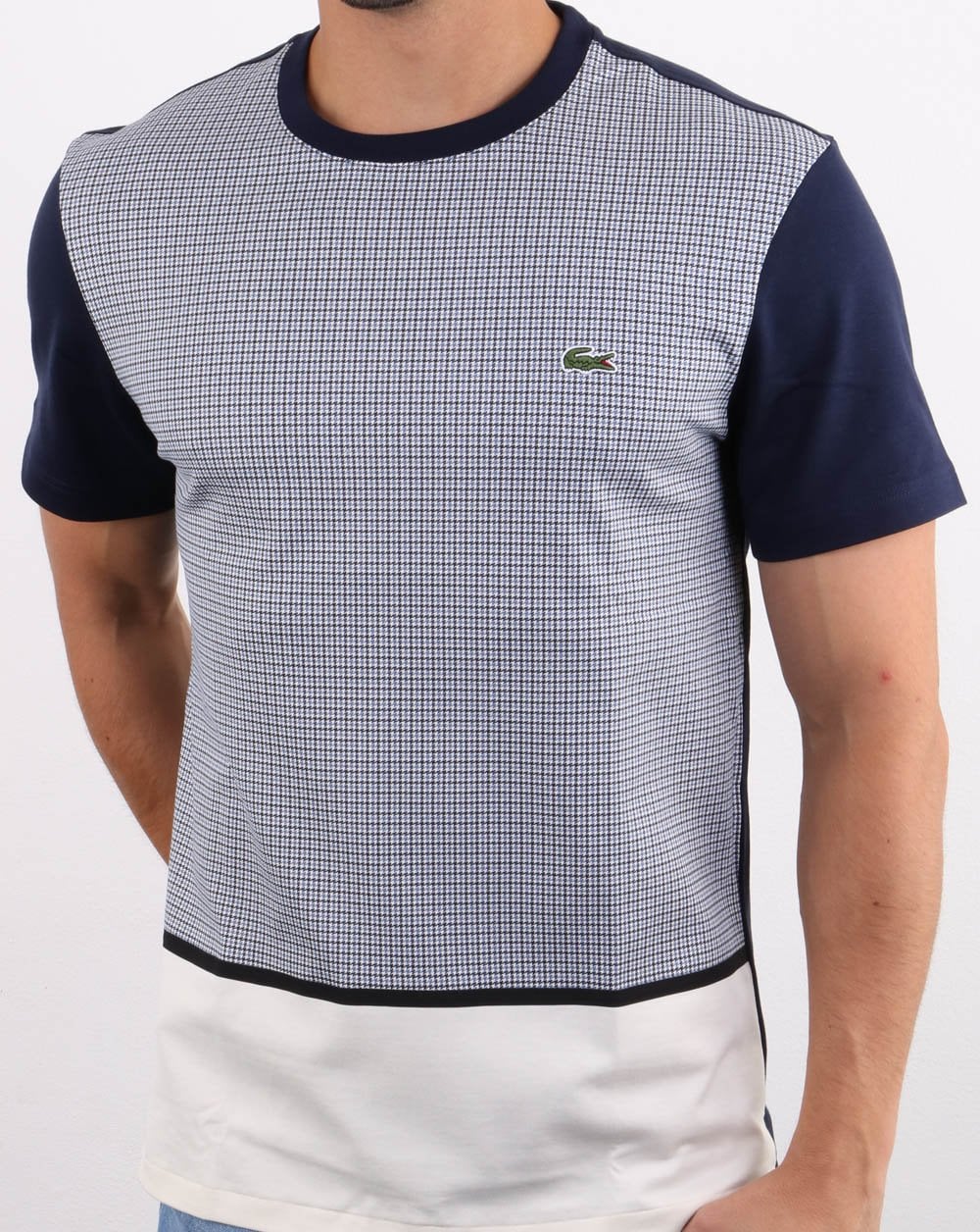 Lacoste Split T-Shirt Weiß/Marineblau