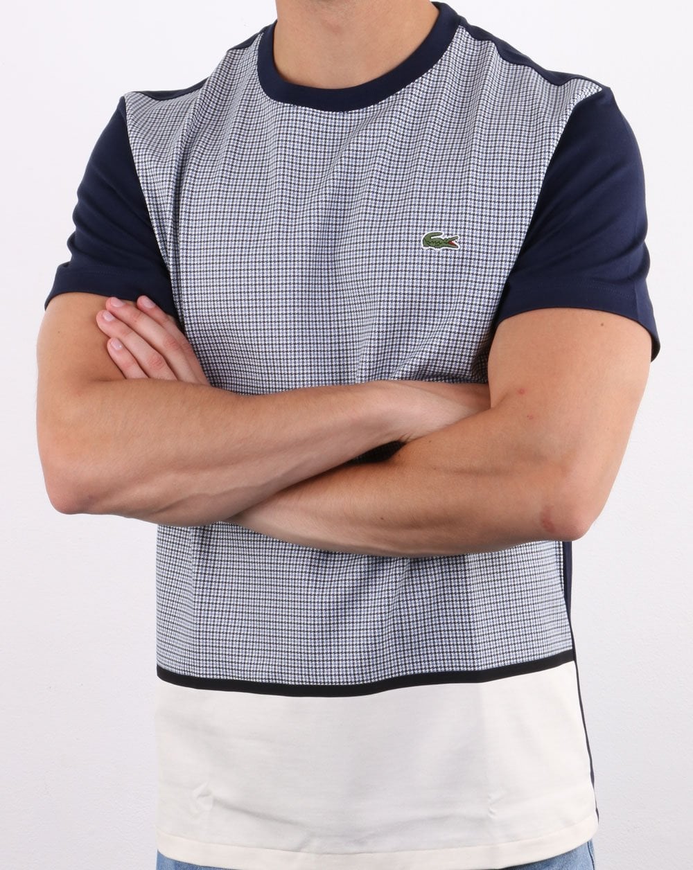 Lacoste Split T-Shirt Weiß/Marineblau