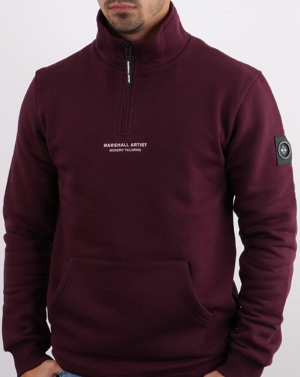 Marshall Artist – Siren – Sweatshirt mit halbem Reißverschluss in Burgunderrot