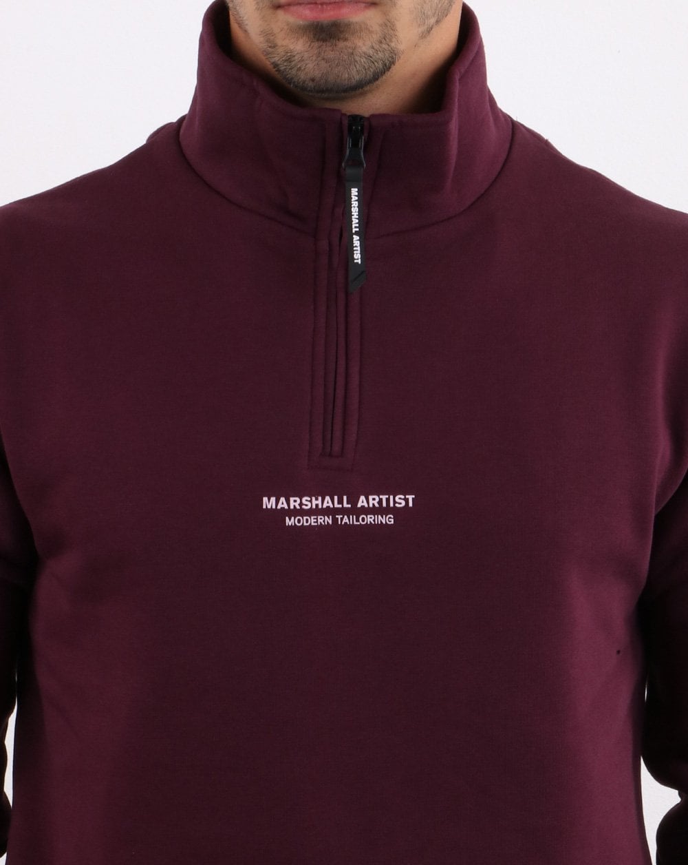 Marshall Artist – Siren – Sweatshirt mit halbem Reißverschluss in Burgunderrot