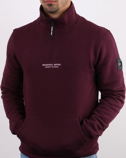 Marshall Artist – Siren – Sweatshirt mit halbem Reißverschluss in Burgunderrot