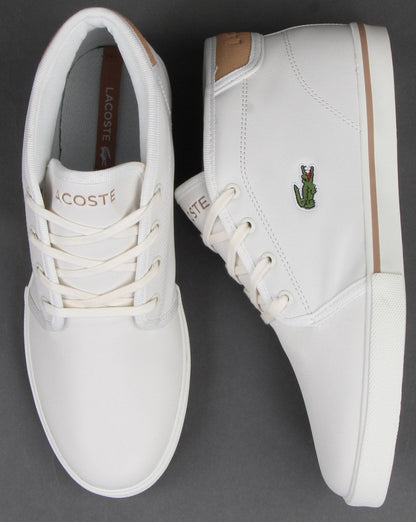 Lacoste – Ampthill – Ledersneaker in Off-White/Hellbraun