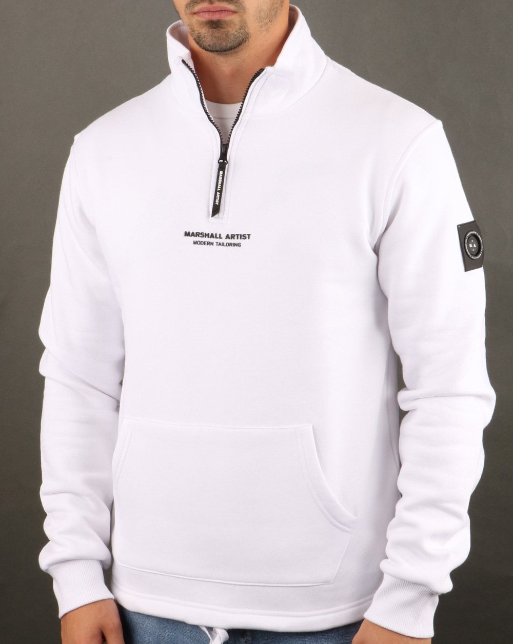 Marshall Artist – Siren – Sweatshirt mit halbem Reißverschluss, Weiß