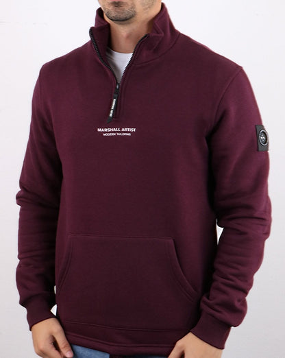 Marshall Artist – Siren – Sweatshirt mit halbem Reißverschluss in Burgunderrot